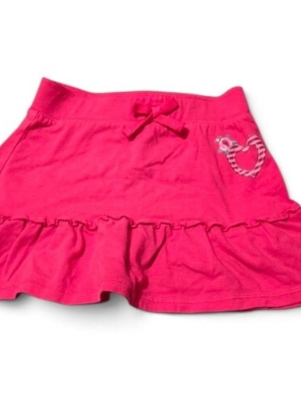 1989 Place Hot Pink Ruffle Skater Skirt with Heart Accent